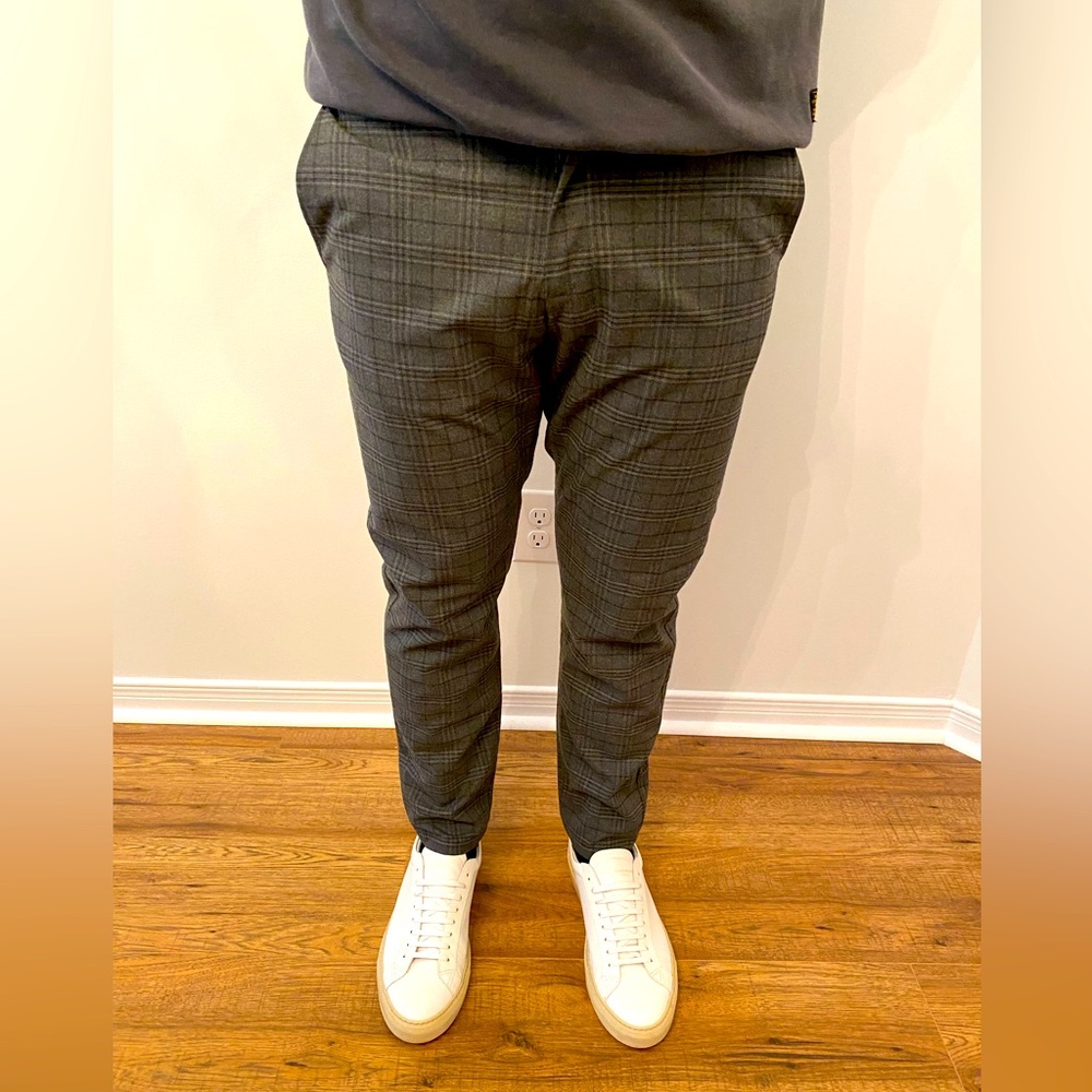 Zara Men’s Fitted Dress Pant - Black Charcoal Grey Check